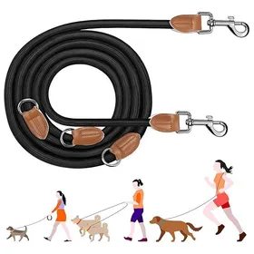 Meilleurs prix pour Laisse Réglable 3 m Multifonction 3 Points Longe Robuste pour 2 Chiens Promenade et Dressage