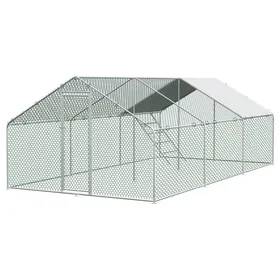 Comparer les prix de Volière à Poulets Métallique 3x4x2m - Enclos avec Clé de Sécurité Toile PE Imperméable Pour Petits Animaux