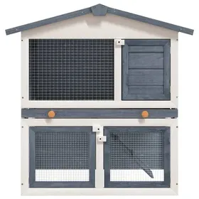 Meilleurs prix pour Clapier dextérieur 3 portes Bois - vidaXL - gris et blanc - 94 x 60 x 98 cm 344ecw86v