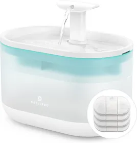 Comparer les prix de Fontaine A Eau Chat Ultra Silencieuse,2,1L Capsule Fontaine À Eau Pour Chat Avec 4 Filtres Et 4 Éponges,Deux Modes De Débit D'Eau