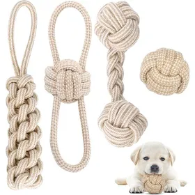 Comparer les prix de Corde à mâcher pour chien avec balle nouée lot de 4 jouets à mâcher pour petits chiens et chiots de taille moyenne jouet pour