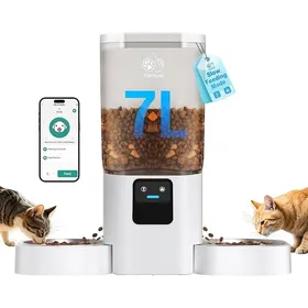 Comparer les prix de Distributeur Croquettes Chat Automatique Double avec Alimentation Lente: 7L Gamelle Chat Automatique DISTRIBUTEUR SACS DE DEJECTION