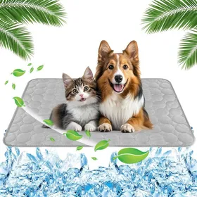 Comparer les prix de Tapis rafraîchissant pour animaux 70 x 55 cm soie glacée durable doux lavable résistant aux rayures (gris L)