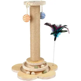 Meilleurs prix pour Love Story Colonne à Griffer avec Jouets Integrés Corde Jute et Structure Bois D30 x H40 cm
