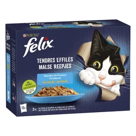 Comparer les prix de Pâtée pour Chat - FELIX - Case-12471620 - Tendres Effilés en Gelée - Sélection de Poissons - Lot de 6 x 85 g