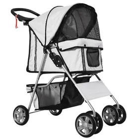 Comparer les prix de Chariot pour chien Pawhut poussette argentée chariot pour animal de compagnie poussette de jogging pliable et facile à