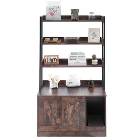 Comparer les prix de Enceinte pour Bac à Litière pour Chat-Duoku-Meuble Caché en Bois-avec 3 Étagères-Grande Armoire dintérieur-Marron Foncé