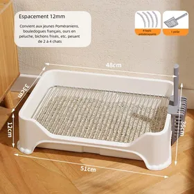 Comparer les prix de ECELEN Bac à Litière pour Chien avec Grille Anti-Sale –Bac à Litière Pratique et Facile à Nettoyer-Blanc-12