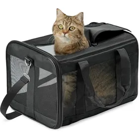 Comparer les prix de Sac de transport pour chat et petit chien pliable avec tapis en laine – Noir