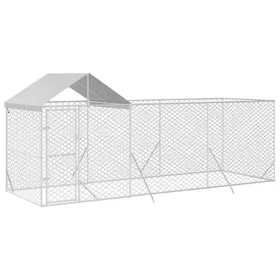 Meilleurs prix pour BEL ACHAT*Chenil dextérieur - Parc de jeu et d’exercice - pour chiens avec toit argenté 6x2x25 m Promo774249
