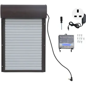 Comparer les prix de Ouvre-porte automatique pour poulailler - ULISEM - Minuterie - Affichage LED - Métal durable - 37x24.7 cm - 100-240 V