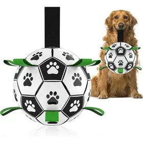 Meilleurs prix pour Ballon de Football pour Chien avec languettes Jouets interactifs pour tir à la Corde Jouet AquatiqueBallons durables 15 cm