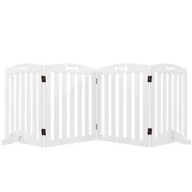 Meilleurs prix pour Barrière de Sécurité Chien 4 Panneaux Pliable 207.5 x 61 cm Autoportante pour Escalier et Intérieur Blanc