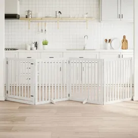 Meilleurs prix pour vidaXL Barrière pour chiens et porte 4 panneaux blanc bois de peuplier, barrière pour animaux de compagnie, barrière pour 352251