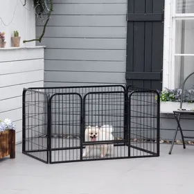 Comparer les prix de Parc enclos modulable acier 4 panneaux et 1 porte pour chiens lapins petits animaux intérieur et extérieur 125L x 80l x 70H cm