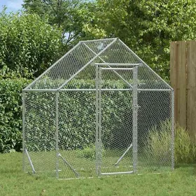 Comparer les prix de Moderne Enclos Poulailler - Cage à poules Argent 170 x 100 x 177 cm Acier galvanisé@FR(846611）