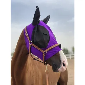 Meilleurs prix pour Masque anti-mouches pour cheval - DOK - Taille L - Violet foncé - Conception spéciale pour les yeux