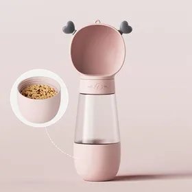 Meilleurs prix pour Bouteille deau 2 en 1 pour chien bol de 200 ml + bouteille deau de 350 ml distributeur deau portable (rose)