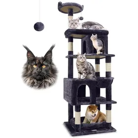 Meilleurs prix pour Arbre à chat XXL - JOZSI - Arbre 183 cm Niches Plateformes Panier Perchoir Tour pour Maine Coon (S72 Gris Foncé)