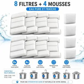 Meilleurs prix pour Filtres de Rechange pour Fontaine à Eau Chat 32 L Inox Filtration Multicouche au Charbon Actif Accessoires Fontaine Chat