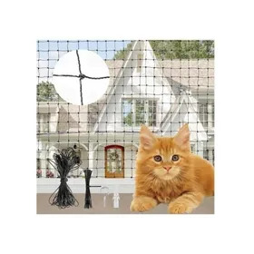 Comparer les prix de Filet Chat Balcon 3x4m Filet de Protection Chat en Fil dacier avec 15m Corde des Clous et des Serre-Câbles Filet Chat Trasil