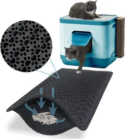Comparer les prix de Bazerga Tapis Litière Chat pour Bac à Litière Chat 38-61 cm Imperméable Non Toxique, Double Couche%100 EVA en Patte du Chat Noir