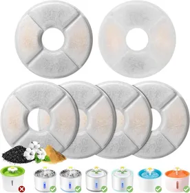 Comparer les prix de 6PCS Filtres de Remplacement pour Fleur 2L-2,5L Fontaine a Eau Chat,Filtres pour Fontaine Eau Chat,Triple Action Filtre de Fontaine
