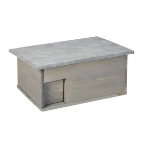 Comparer les prix de Relaxdays Maison pour hérissons kit à monter fond trappe anti-rats entrée en labyrinthe bois 21 x 46 x 34 cm gris