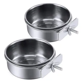 Comparer les prix de Lot 2 bols mangeoire oiseaux. Tasse pince pour cage perruche perroquet et calopsitte. .