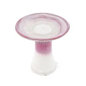 Meilleurs prix pour Bain dOiseaux sur Pied - Mangeoire Abreuvoir - extérieur décoration - Céramique - pour Jardin et Terrasse - Ø43x45cm - Blanc+Rose
