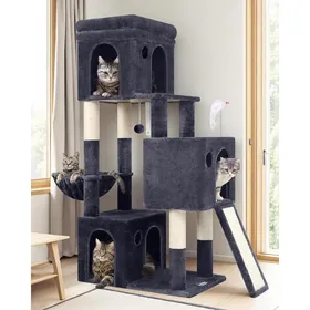 Comparer les prix de Arbre à chat pour gros chats-JOZSI-Arbre 167 cm avec 3 grandes nichesplateformeplanche sisalpanierpeluche et jouetsgris foncé