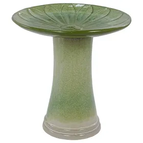 Meilleurs prix pour Bain dOiseaux sur Pied - Mangeoire Abreuvoir - extérieur décoration - Céramique - pour Jardin et Terrasse - Ø43x45cm - Vert