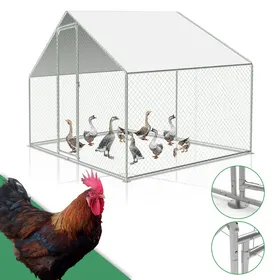 Comparer les prix de Clanmacy Enclos Poulailler - Grand Enclos Poule Oie Métal Bâche Imperméable Toit Pointe 3x2x2m pour la volaille POULAILLER