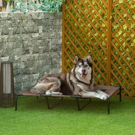Comparer les prix de Lit Surélevé XXL Marron Clair pour Chien Chat Tissu Oxford Facile dEntretien 122x92x23cm