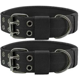 Comparer les prix de Collier robuste pour grands chiens conception tactique en deux parties avec boucle en métal et anneau en D noir/taille L.
