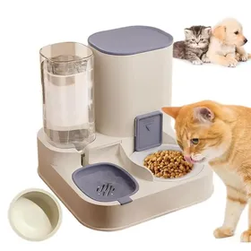 Meilleurs prix pour Distributeur 2 en 1 croquettes et eau pour chat - 22L nourriture + 13L eau bol inox bleu DISTRIBUTEUR DALIMENT