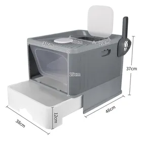 Comparer les prix de Bac à litière pour chat - design à tiroir - utilisation efficace de lespace - facile à nettoyer gris 48*37*38cm