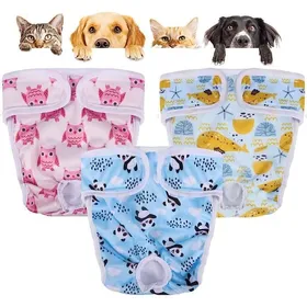 Comparer les prix de 3Pcs Couche pour Chien LavableCouches Réutilisable Chien Incontinent Culotte pour Chien Femelle en Chaleur(XS)