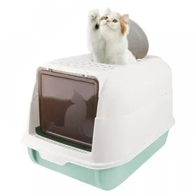 Comparer les prix de Bac à Litière pour Chat - Avec Pelle à Litière - Couvercle Amovible - Double porte - 36x51x34 cm - Bleu - LVHCMFOHM