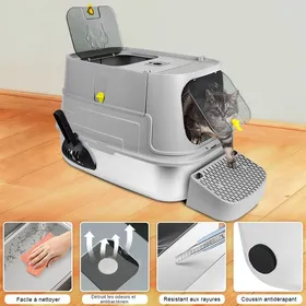Comparer les prix de Bac à litière en acier inoxydable grande capacité -XJING-Gris-Base surélevée pour un nettoyage facile-485 x 36 x 395cm