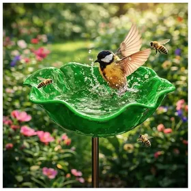 Comparer les prix de Abreuvoir à abeilles au design floral - décoration extérieure pour jardins et terrasses (1 pièce vert)