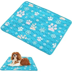 Meilleurs prix pour Tapis rafraîchissant en soie glacée pour chats et chiens lavable usage intérieur bleu 50 x 40 cm
