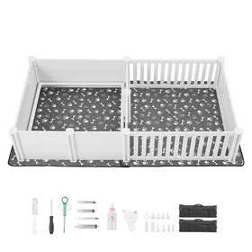 Meilleurs prix pour Parc de Mise Bas pour Chien-Duoku-236x123x46 cm-Porte Ajustable-Tapis durine Lavable-Caisse en Plastique PVC
