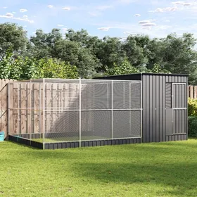 Meilleurs prix pour Volière avec extension - vidaXL - 497x303x216 cm - Argenté et anthracite - Acier galvanisé - Grille 1x1 cm