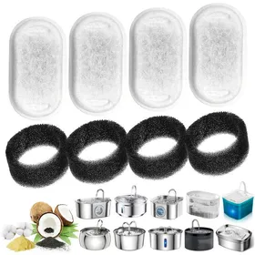 Comparer les prix de Filtre de fontaine à eau pour chat - PZCC - Acier inoxydable - 32 L - 16 pièces - Charbon actif