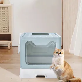 Comparer les prix de XJING-Boîte à litière pour chats - Boîte à litière de chat pliable - Avec couvercle sans odeur facile à nettoyer-51x41x38cm