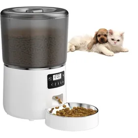 Comparer les prix de Distributeur Automatique Croquettes Chat - ULISEM - 4L - Minuterie Programmable - Blanc