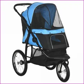 Comparer les prix de Poussette pour chien - PawHut - Tout-terrain pliable auvent solaire réflecteurs panier - Bleu