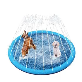 Comparer les prix de Piscine pour Chiens150cm/59in0.55cm Épaississant Tapis de Jeu deau pour Chiens avec Éclaboussures et AntidérapantJouet de Jardin