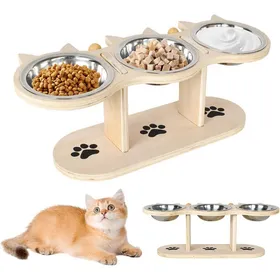 Comparer les prix de Gamelle pour chat - Gamelles pour chat et chien - Gamelle surélevée pour chat - Lot de 3 gamelles en acier inoxydable pour chats et
